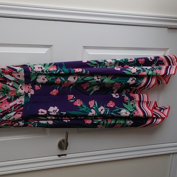 Vince Camuto US 12 Floral Indigo and Pink Sleeveless Summer Dress - Picture 5 of 14